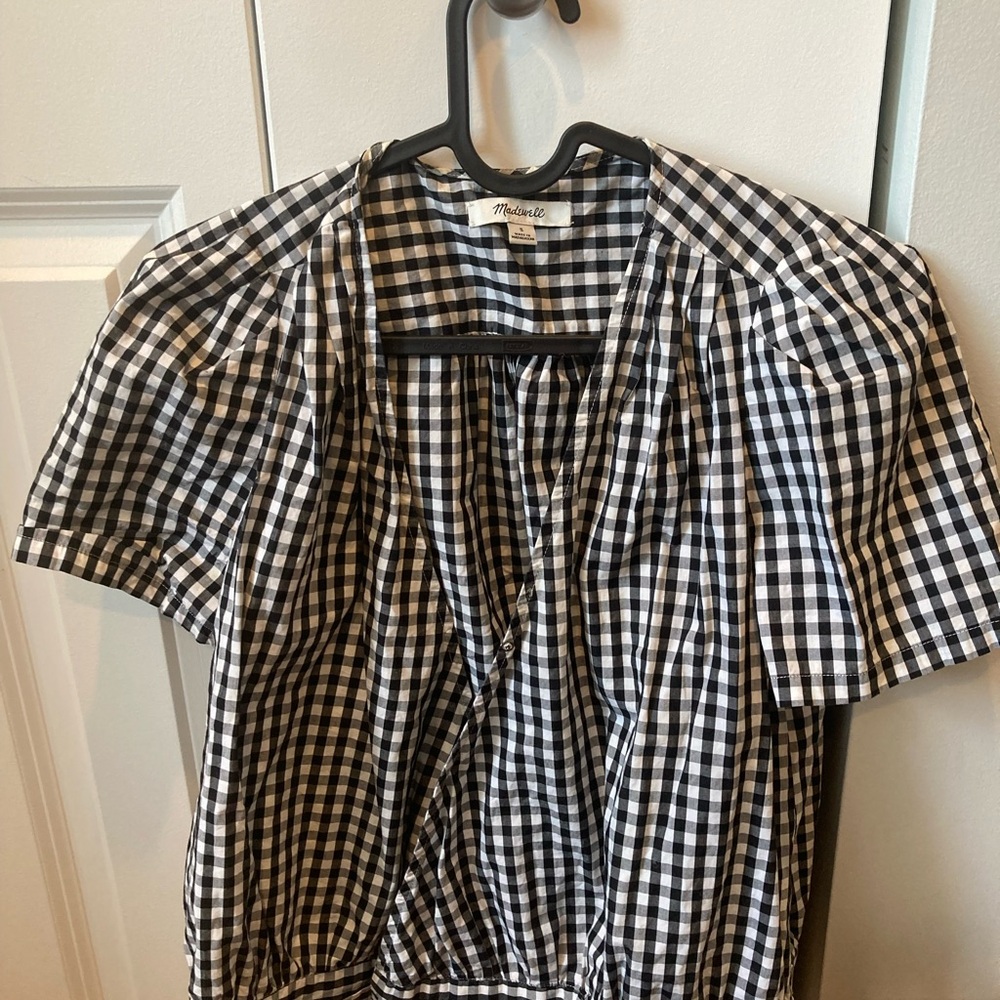 Madewell Black and White Gingham Blouse - Picture 2 of 3